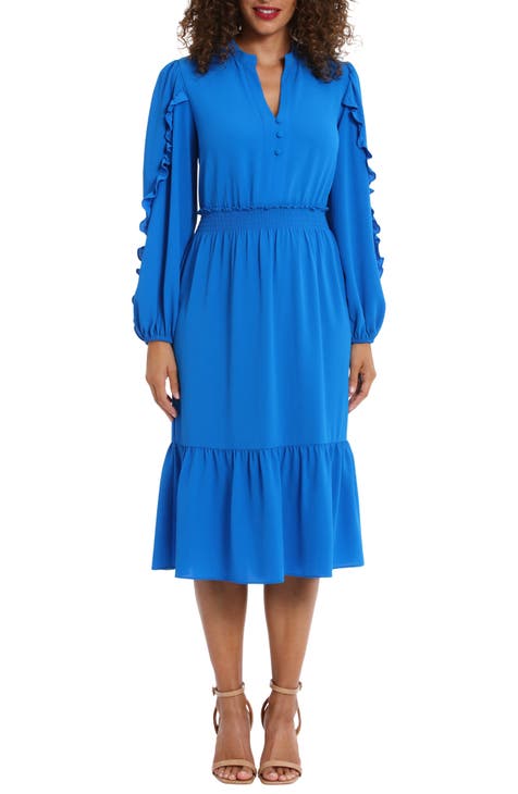 Ruffle Sleeve Bubble Flounce Midi Dress