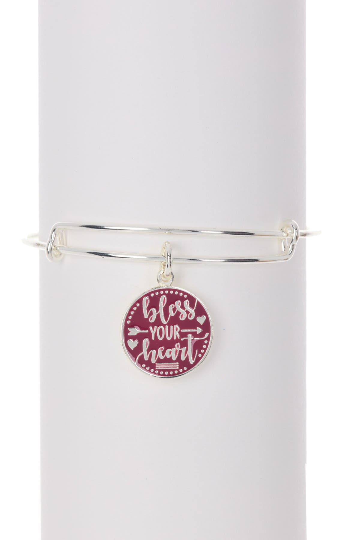 Alex And Ani Bless Your Heart Shiny Silver Finish Bangle In Silver9