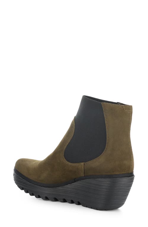 Fly London Yade Wedge Bootie In 007 Sludge Oil Suede
