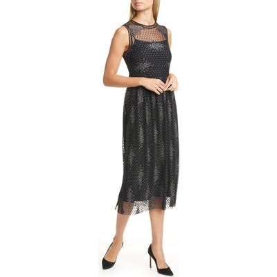 Boss Delyssa Metallic Detail Lace Sleeveless Dress, Black