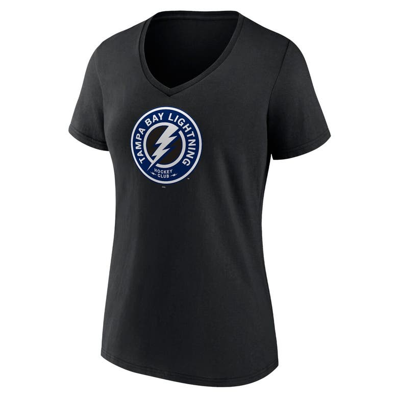 Shop Fanatics Branded  Black Tampa Bay Lightning Alternate Logo V-neck T-shirt