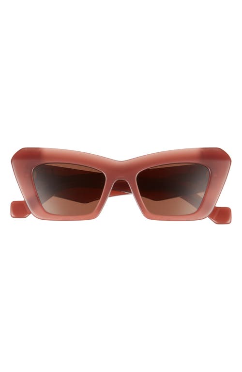 Shop Loewe Chunky Anagram 50mm Small Cat Eye Sunglasses In Shiny Dark Brown/brown