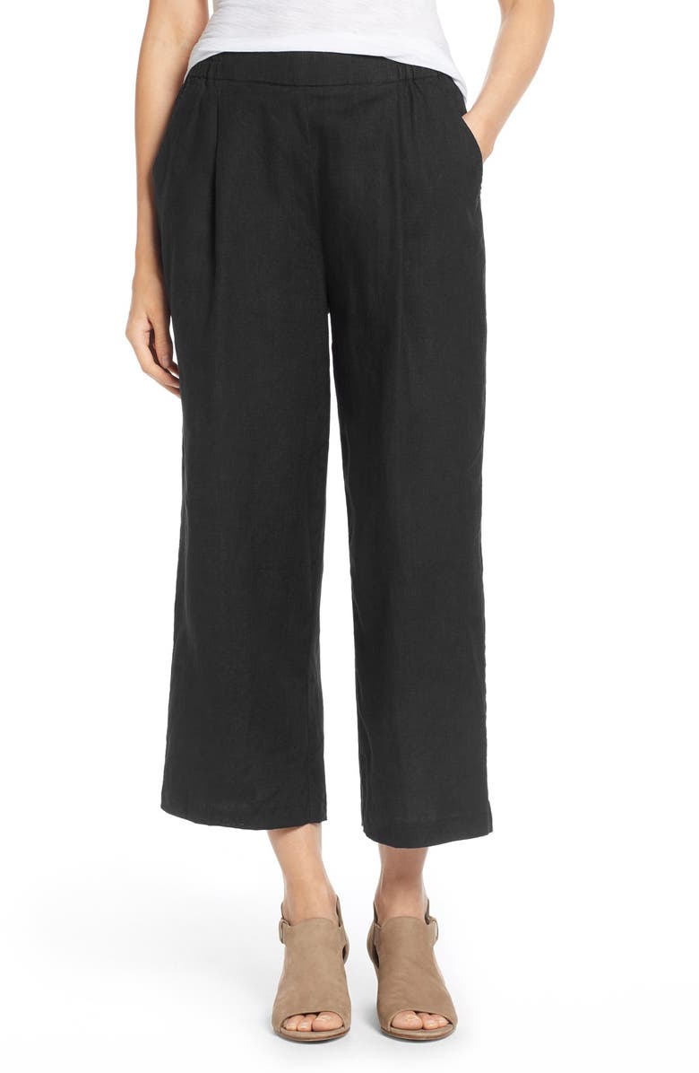 Eileen Fisher Organic Linen Crop Wide Leg Pants (Regular & Petite ...