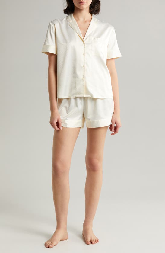 Shop Nordstrom Dobby Satin Short Pajamas In Ivory Egret