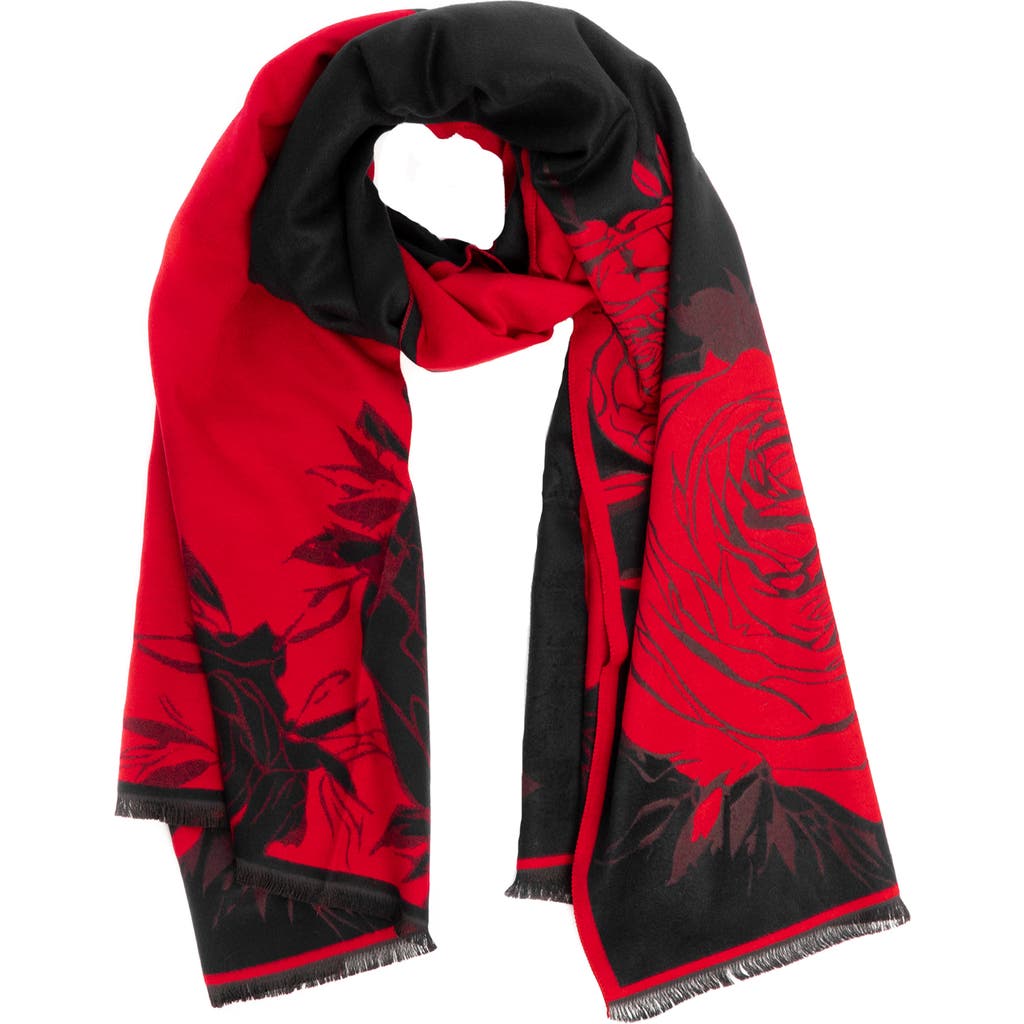 Saachi Floral Reversible Scarf In Red/black