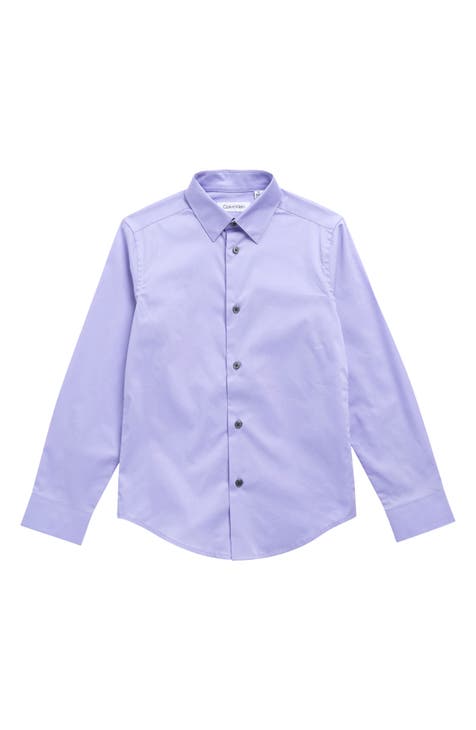 Calvin Klein Boys' Long Sleeve Slim Fit Dress Shirt, Style with