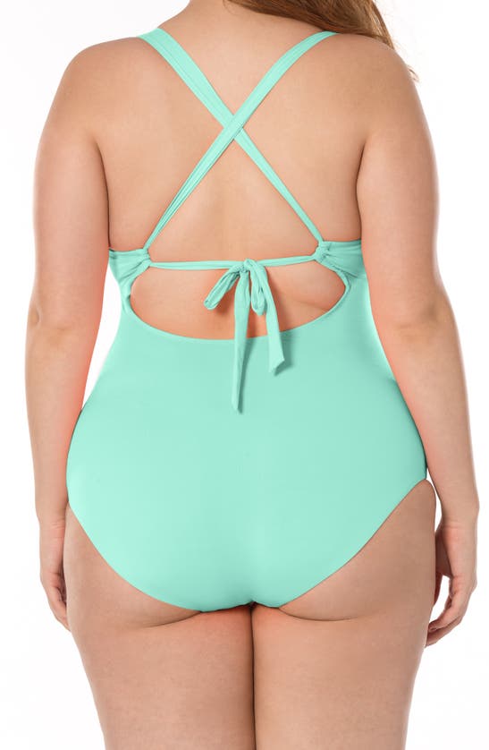 Shop Becca Lace-up One-piece Swimsuit In New Cyan