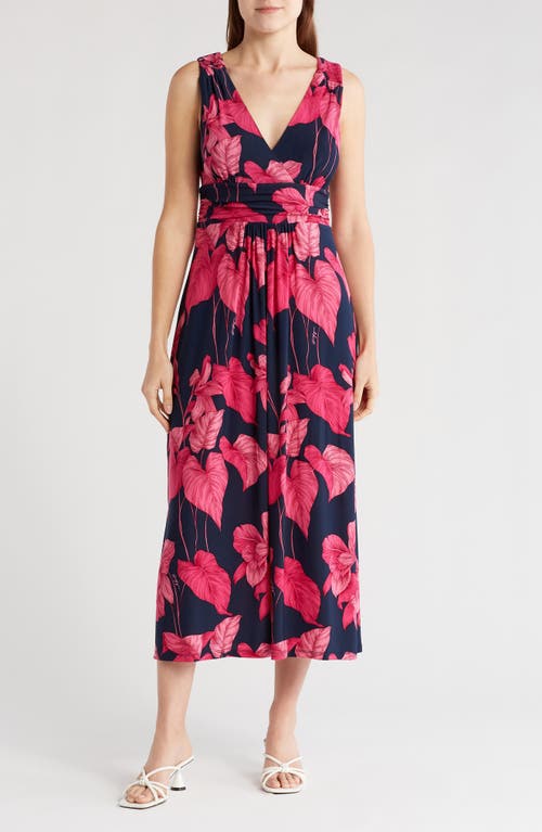 Shop Tommy Hilfiger Island Orchid Jersey Maxi Dress In Sky Captain/carmine Rose