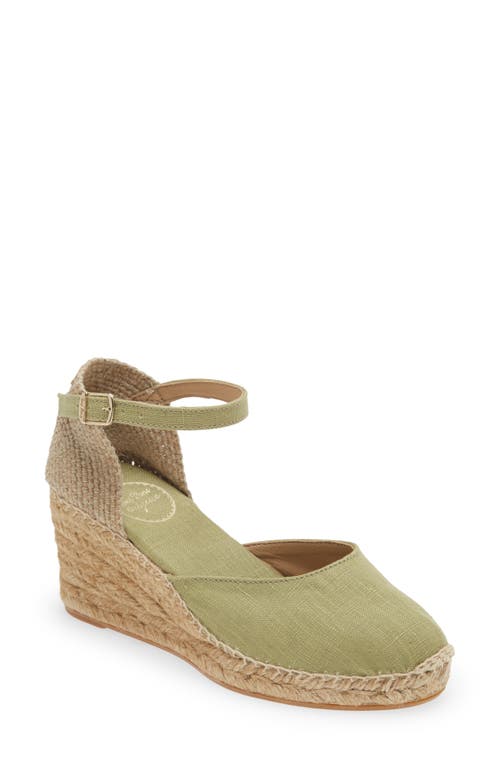 Toni Pons 'caldes' Linen Wedge Sandal In Green