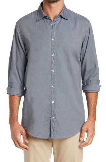 Massimo Alba Watercolor Oxford Cotton Button-up Shirt In Blue