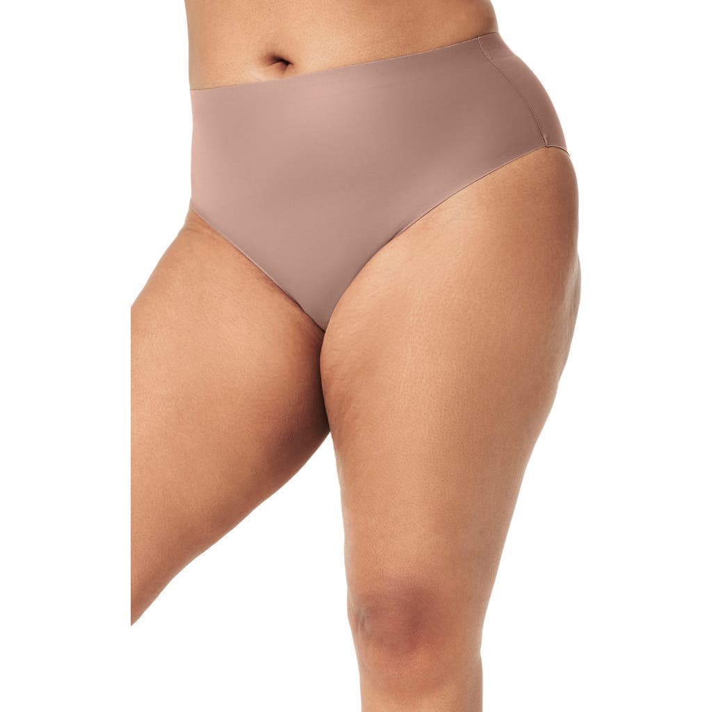 Spanx Ecocare High-rise Stretch-woven Thong In Cafe Au Lait