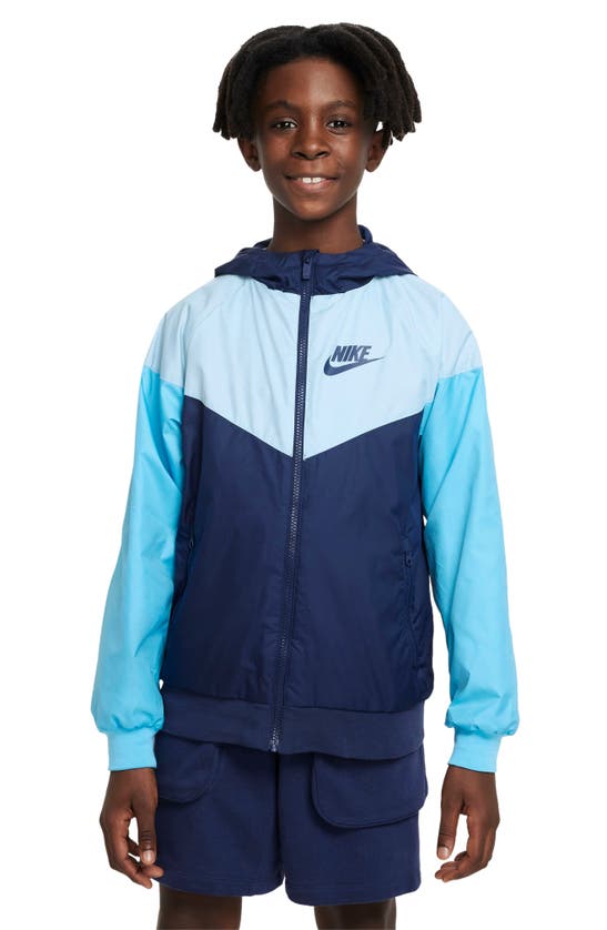 Nike Sportswear Windrunner Big Kids' (boys') Jacket In Midnight Navy/ocean