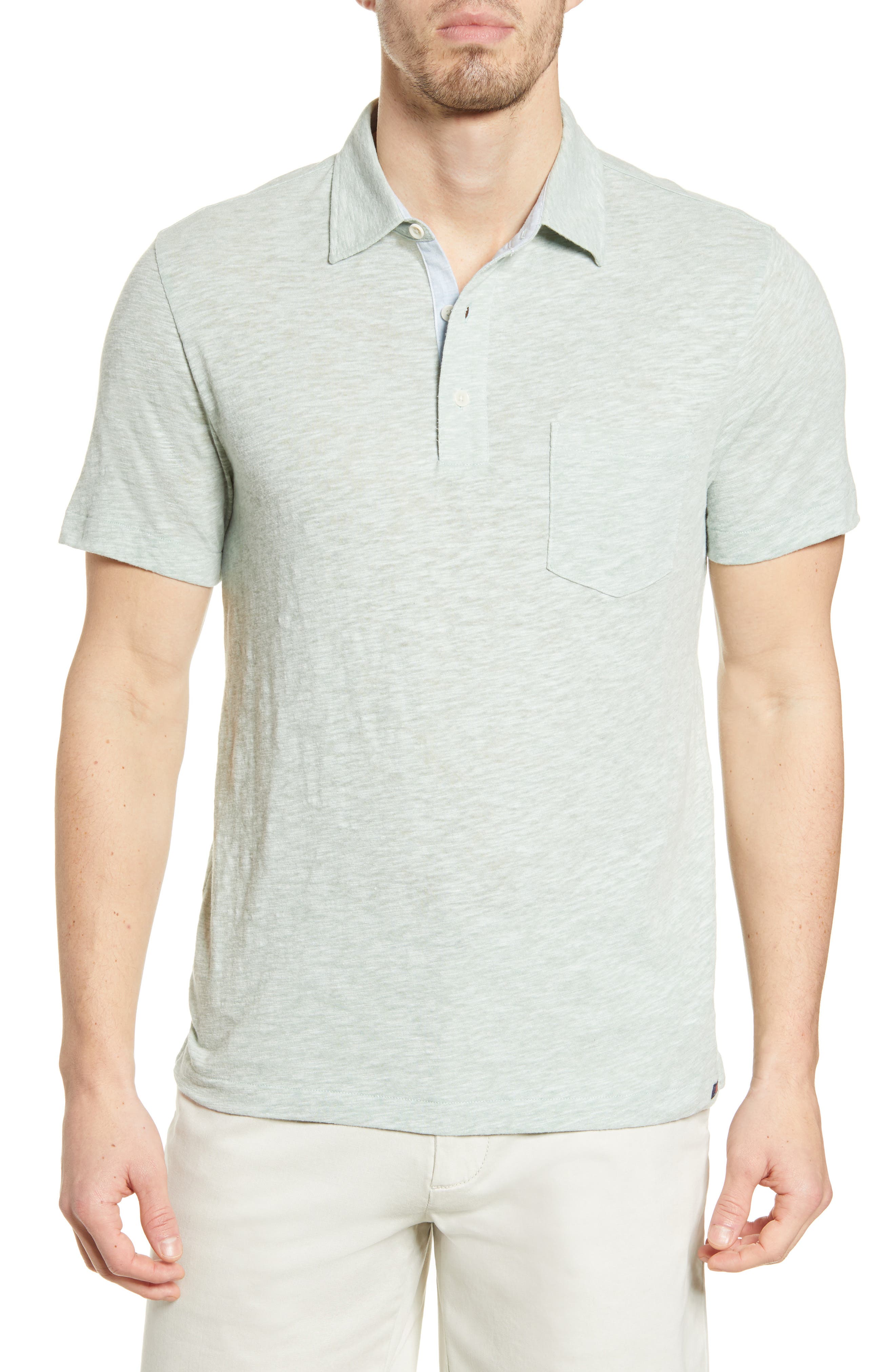 Faherty Heather Polo In Pedlow Green