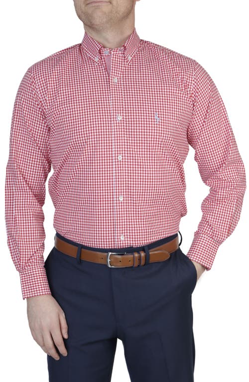 Shop Tailorbyrd Gingham Stretch Button-down Shirt In Red