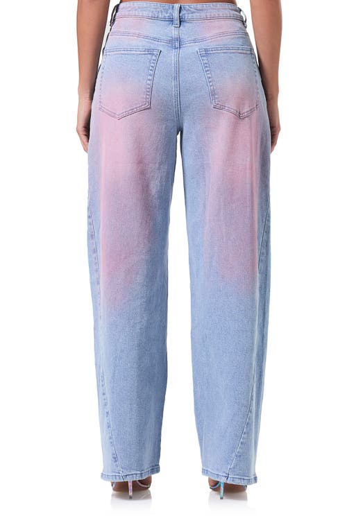 Shop Afrm Archer High Waist Barrel Leg Jeans In Blue Pink Denim Wash