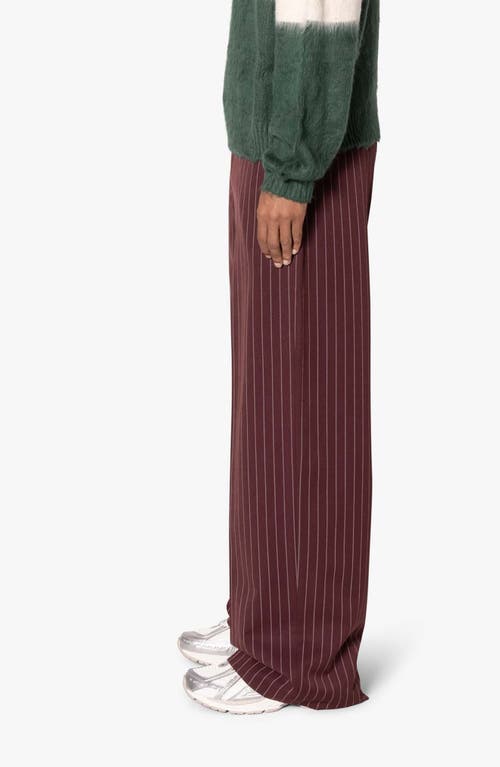 Mnml Pleated Wide Leg Cotton Pants In Red