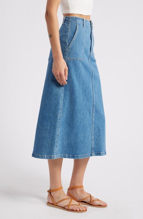 Shop Le Jean Jocelyn Denim Midi Skirt In Desert