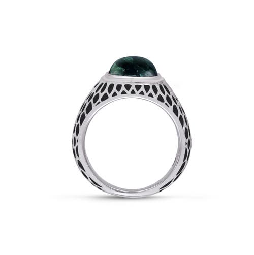 Luvmyjewelry Seraphinite Sterling Silver Men Signet Ring In Green