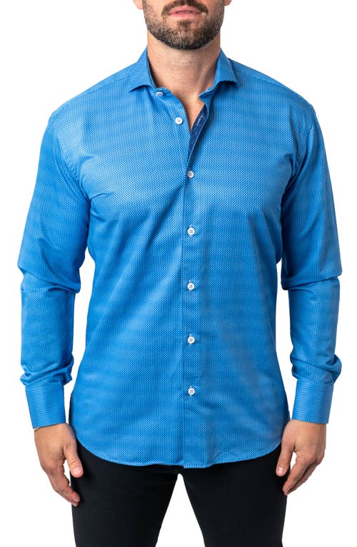Maceoo Einstein Stretchbrooks 93 Blue Contemporary Fit Button-Up Shirt at