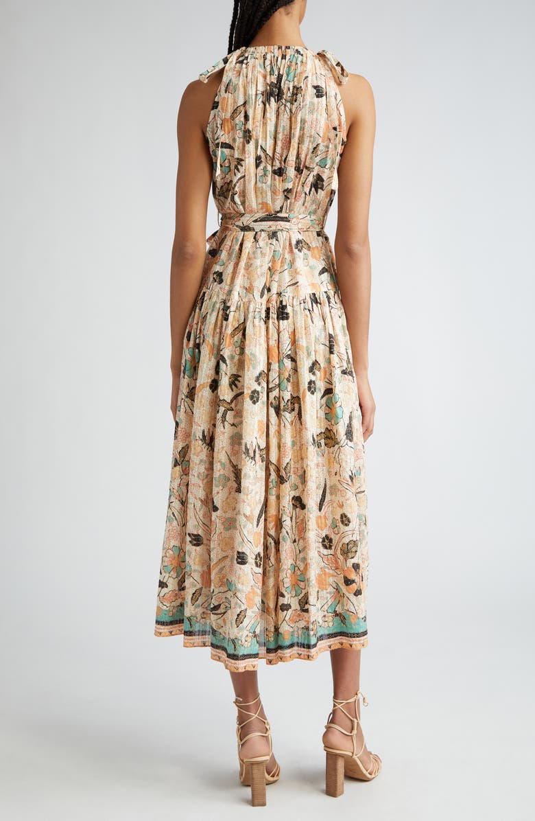 Ulla Johnson Samar Print Sleeveless Ruffle Hem Midi Dress | Nordstrom
