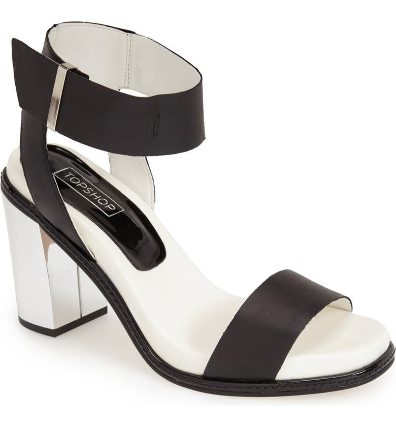 Topshop 'Reflect' Metallic Heel Leather Sandal (Women) | Nordstrom