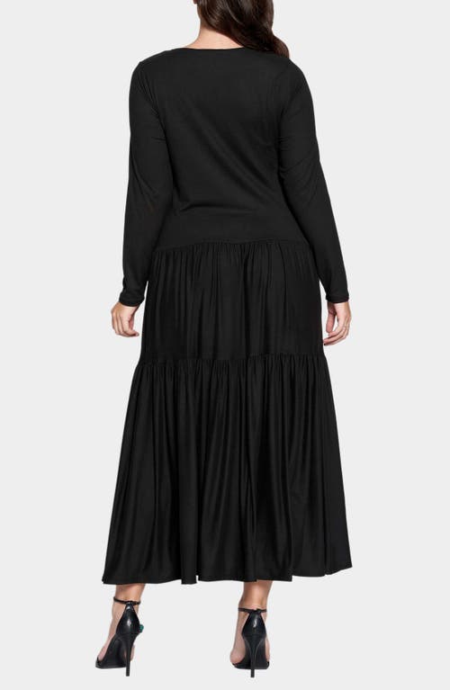 Shop L I V D Long Sleeve Maxi Dress In Black