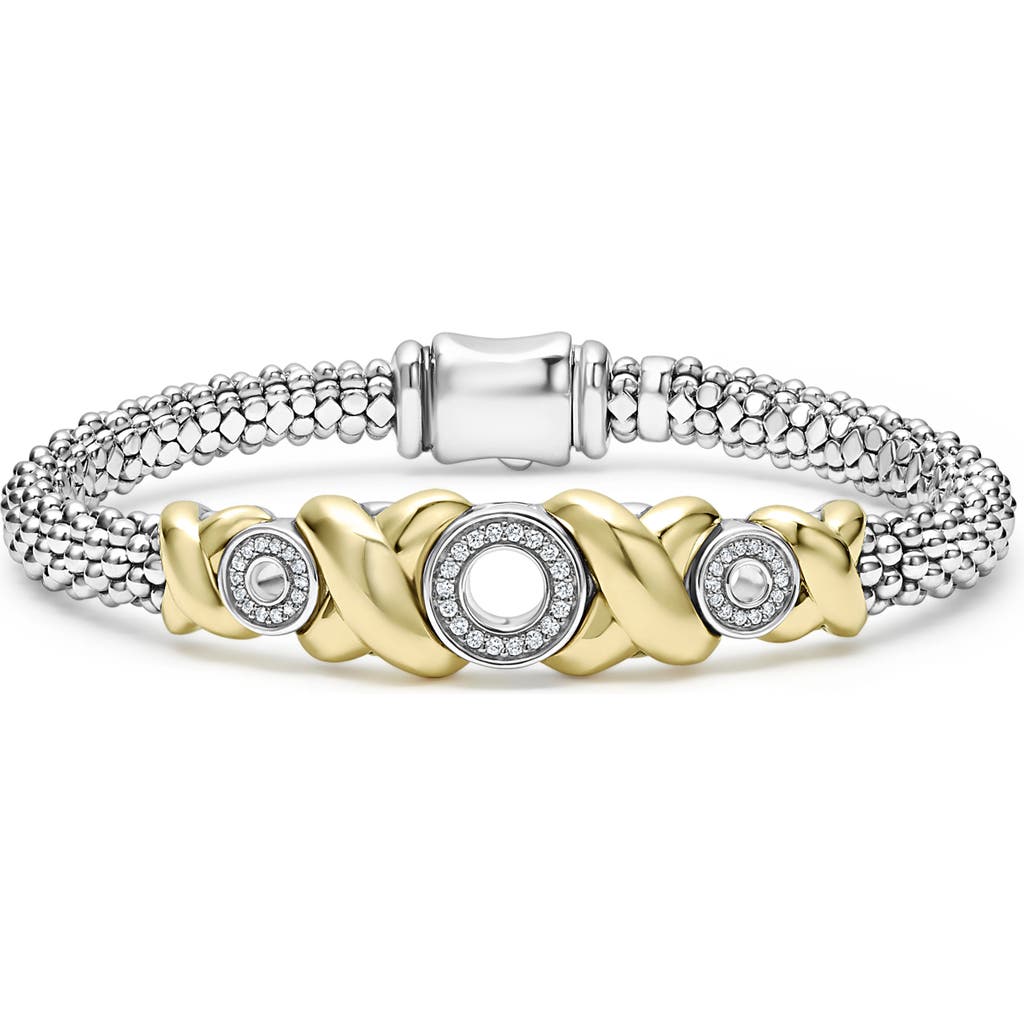 Lagos Embrace Xox Diamond Rope Bracelet In Silver/gold