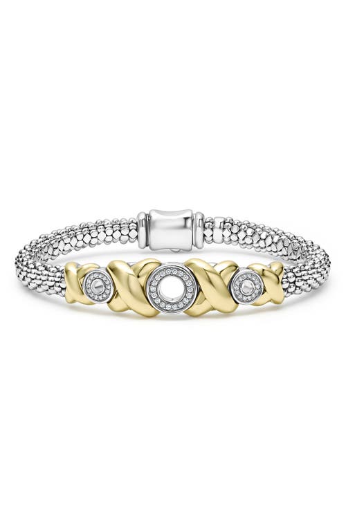 Lagos Embrace Xox Diamond Rope Bracelet In Silver/gold