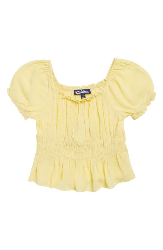 Freshman Kids' Puff Sleeve Smocked Top In Yellow
