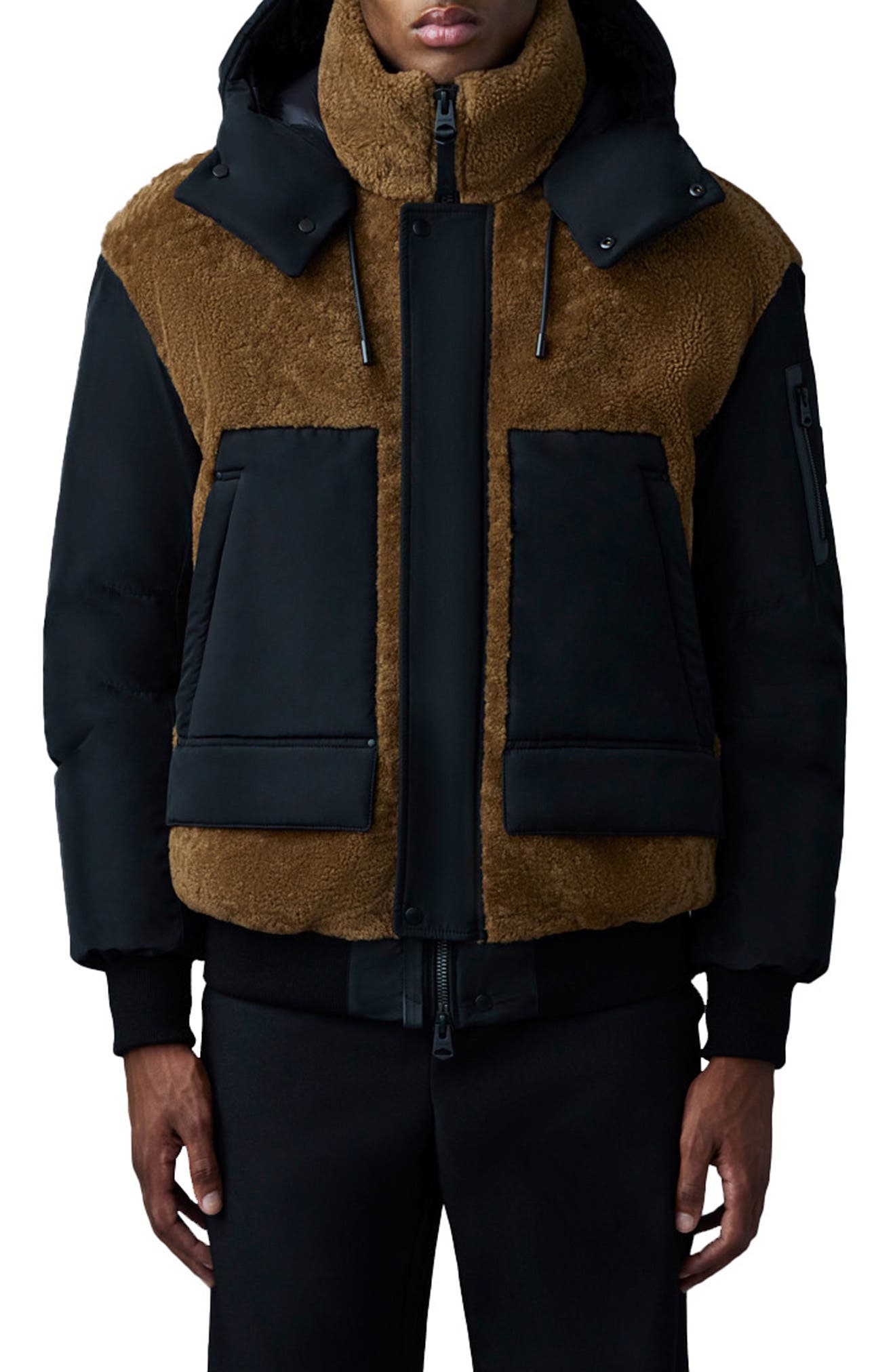 Mackage Viggo Water Resistant Faux Shearling Hooded Jacket Nordstrom