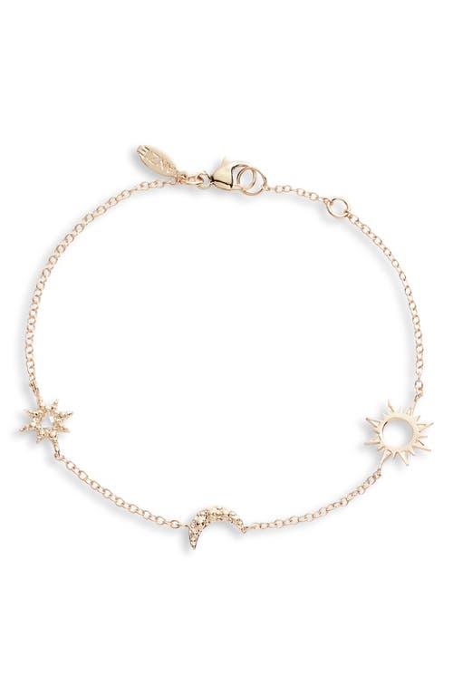 Anzie White Topaz Charm Bracelet In Yellow Gold/white