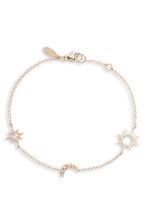 Shop Anzie White Topaz Charm Bracelet In Yellow Gold/white