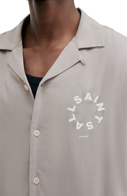 Shop Allsaints Tierra Logo Camp Shirt In Radio Grey