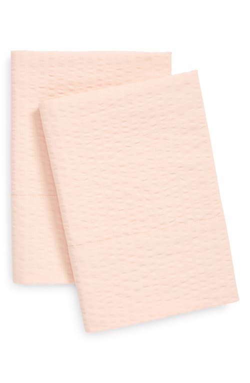 PIGLET IN BED Set of 2 Seersucker Pillowcases in Salt Pink