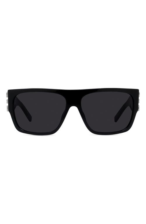 Givenchy 4g Rectangular Sunglasses In Shiny Black/smoke