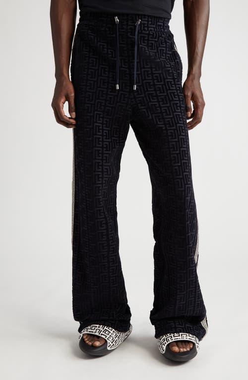 Balmain Monogram Velvet Track Pants Skc - Navy Multi at Nordstrom,