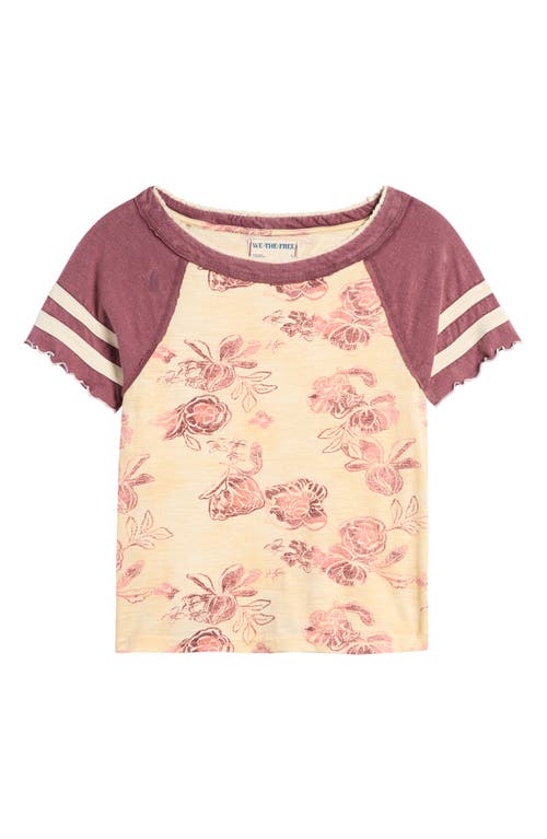 Shop Free People Wish You Were Here Floral Cotton T-shirt In Tan Combo