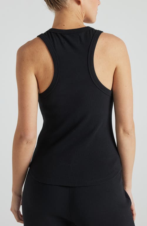 Shop Losano Serene Rib Tank In Black