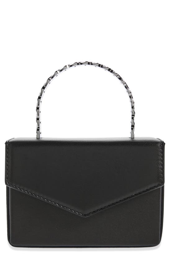 Amina Muaddi Superamini Pernille Leather Top Handle Bag In Black Nappa ...