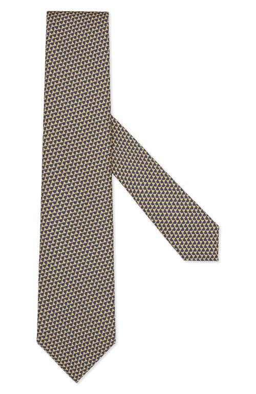 Zegna Ties Triangle Geometric Print Silk Tie In Yellow