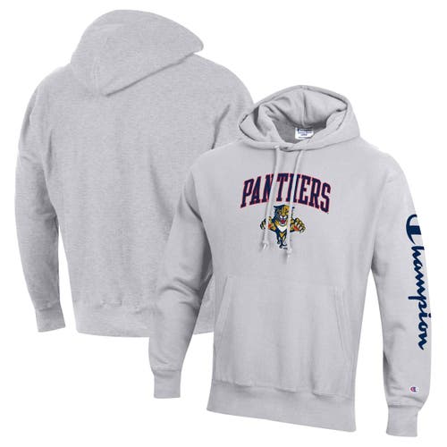Men's Champion Heather Gray Florida Panthers Reverse Weave Pullover Hoodie