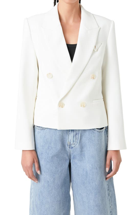 Shop Grey Lab Double Breasted Blazer In White