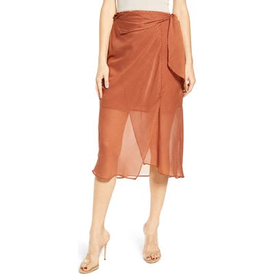 J.o.a. Striped High/low Midi Skirt, Brown