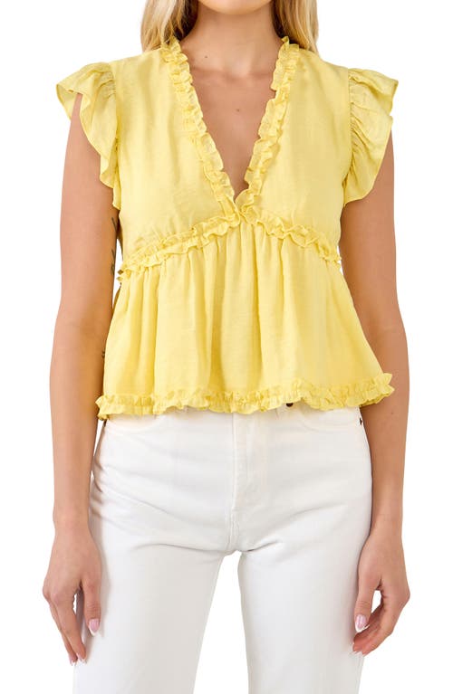 Endless Rose Ruffle Trim Empire Waist Blouse in Yellow at Nordstrom, Size Medium