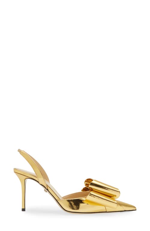 Shop Mach & Mach Le Cadeau Bow Pointed Toe Metallic Slingback Pump In Gold