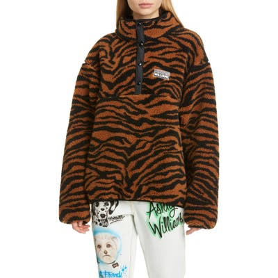 Ashley Williams Juju Tiger Print Fleece Jacket, Orange
