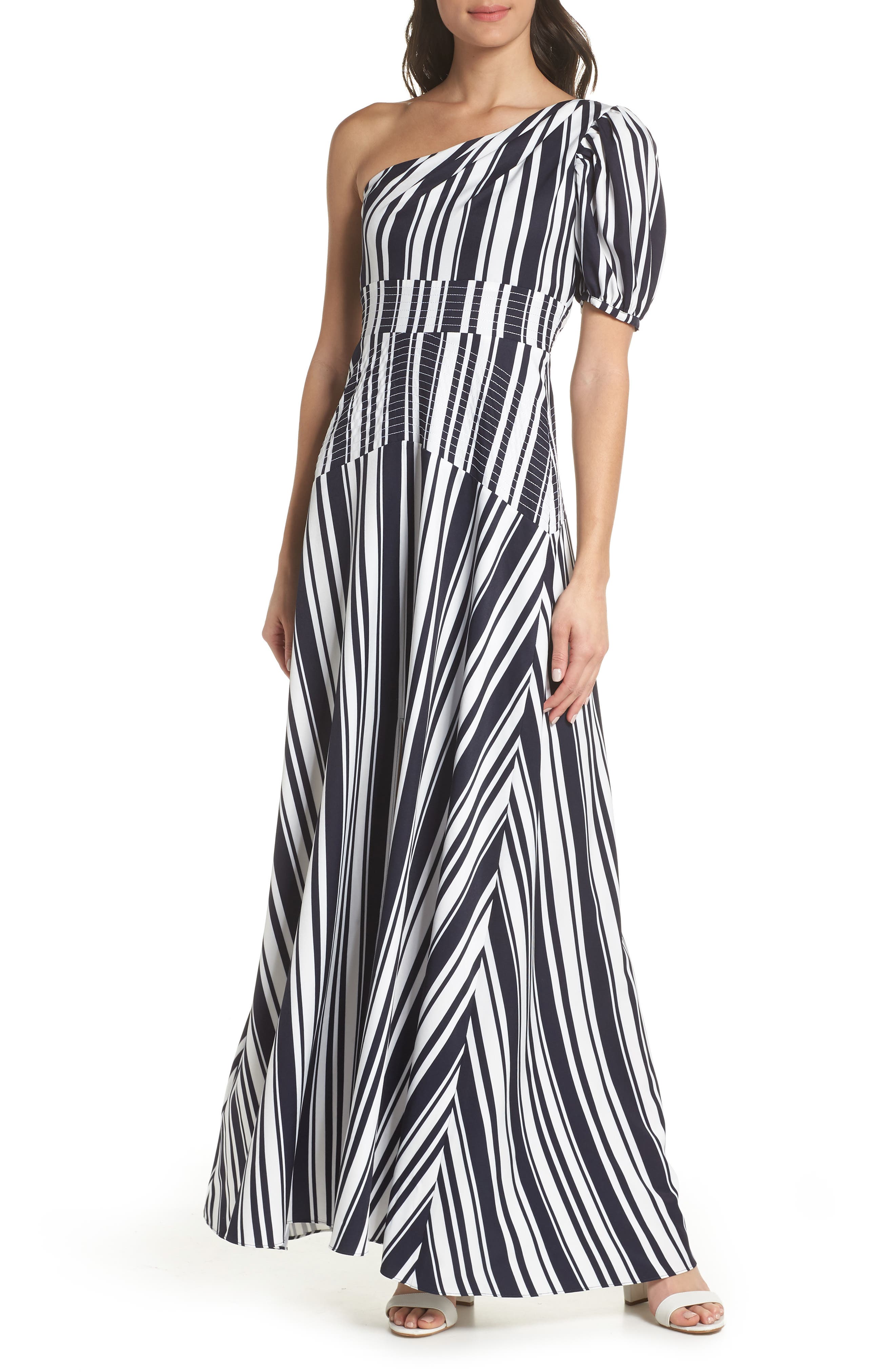 Foxiedox Victoria One-Shoulder Evening Dress, Blue