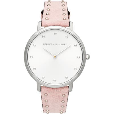 Rebecca Minkoff Major Stud Leather Strap Watch, 35Mm