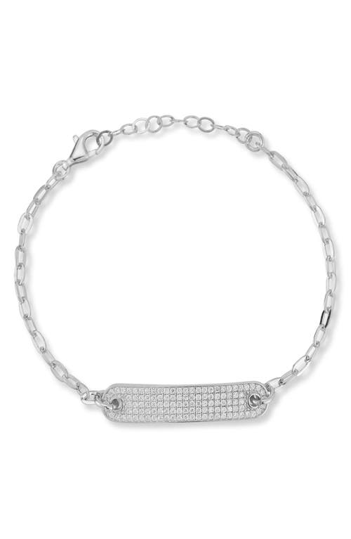 Chloe & Madison Chloe And Madison Pavé Cubic Zirconia Id Bar Bracelet In Silver