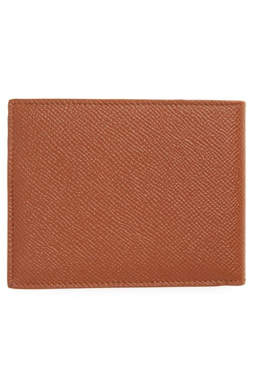 Ferragamo Brown Card Holder With Metal Gancini Detail In Hammered Leather Man In New Cognac